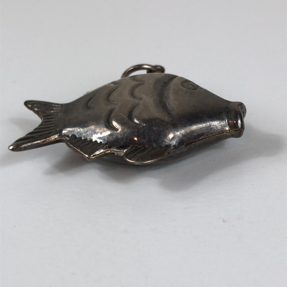 Fish Pendant Sterling Silver Hollow Puffer Whimsical Animal Art Ocean Tropical - Picture 4 of 8